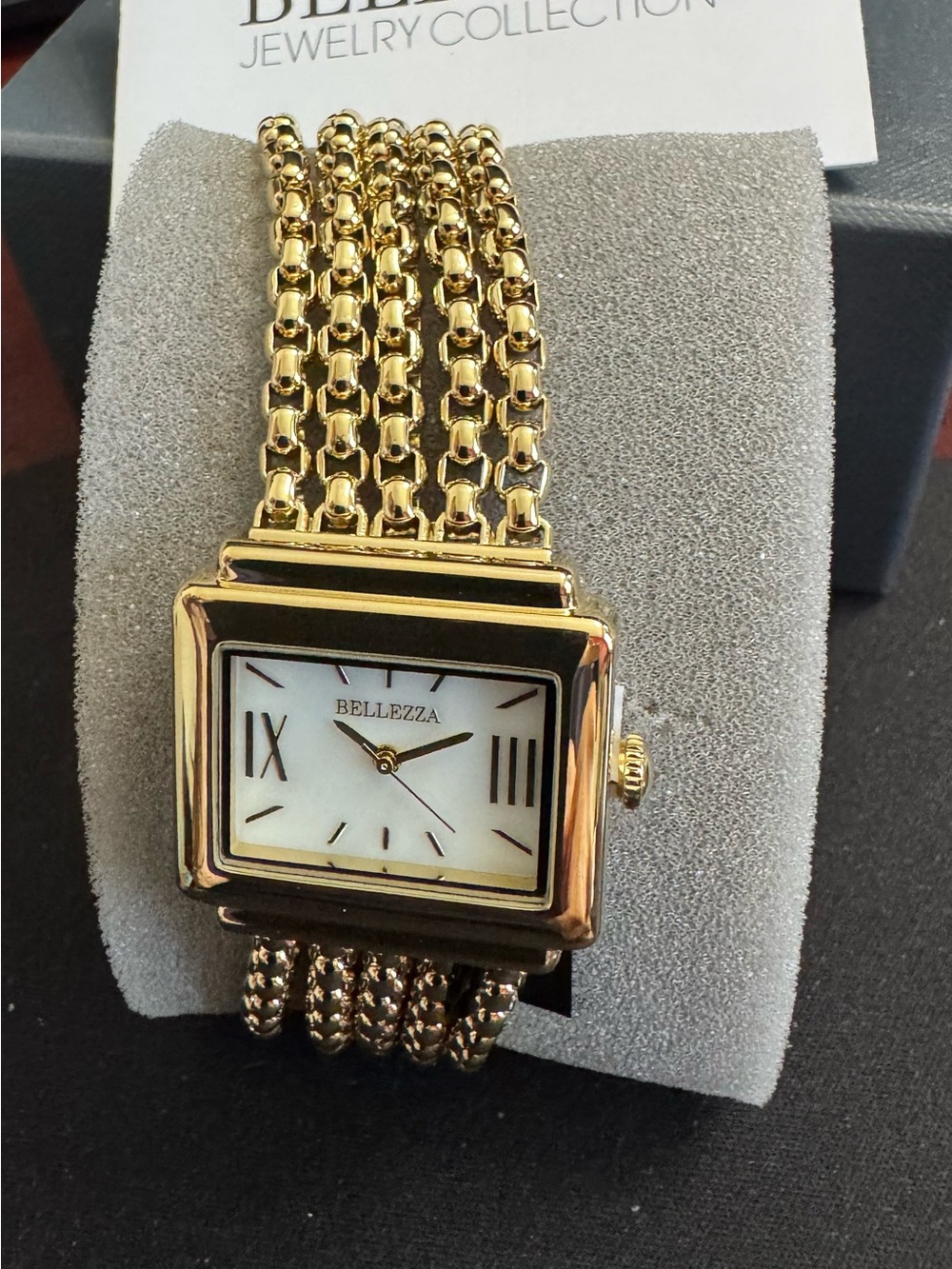 Bellezza Gold/White Pearl Rectangular Watch w/ Beautiful Multi Chain Bracelet - - Picture 5 of 7